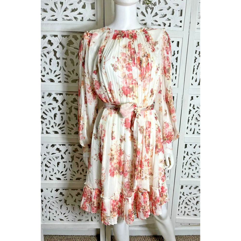 Alex Marie Women’s Michaela Floral Belted Pleated Dress Size 10